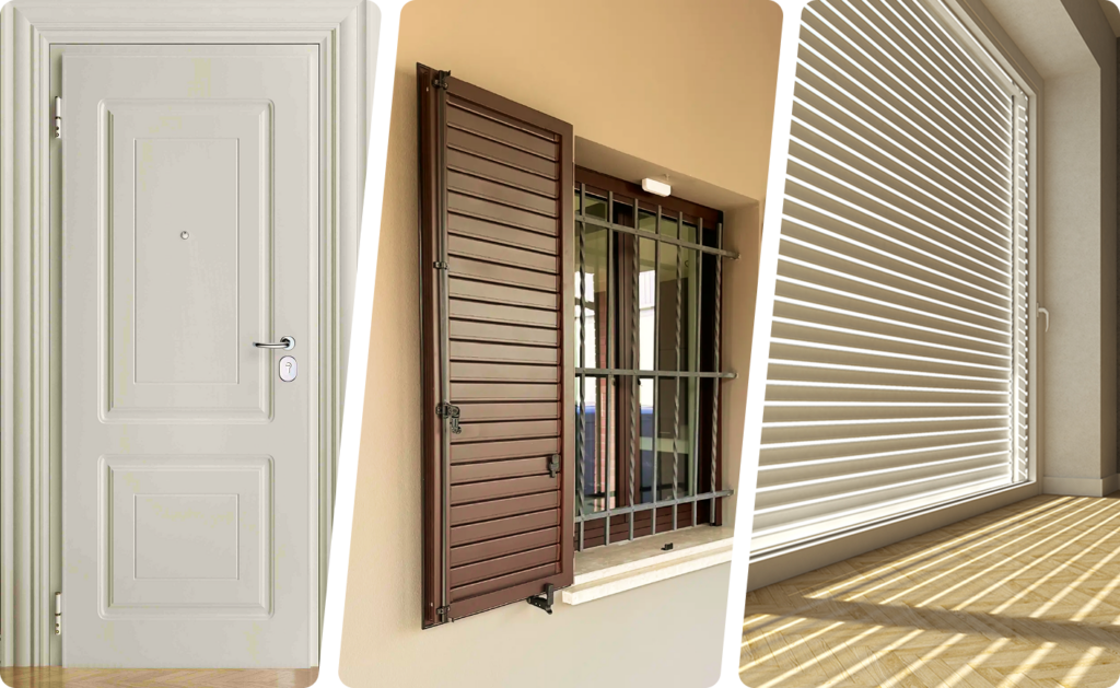 Fornitura porte blindate, tapparelle, persiane e scuri in alluminio per rivenditori, showroom, serramentisti, falegnami.